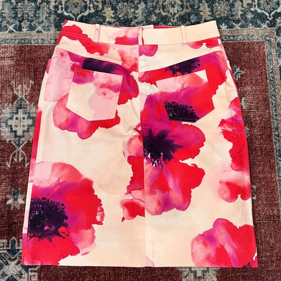 Vintage Celine Denim Floral Print Knee-Length Skirt SS 2004 - Picture 3 of 5